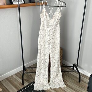 White Lace Jumpsuit - Small